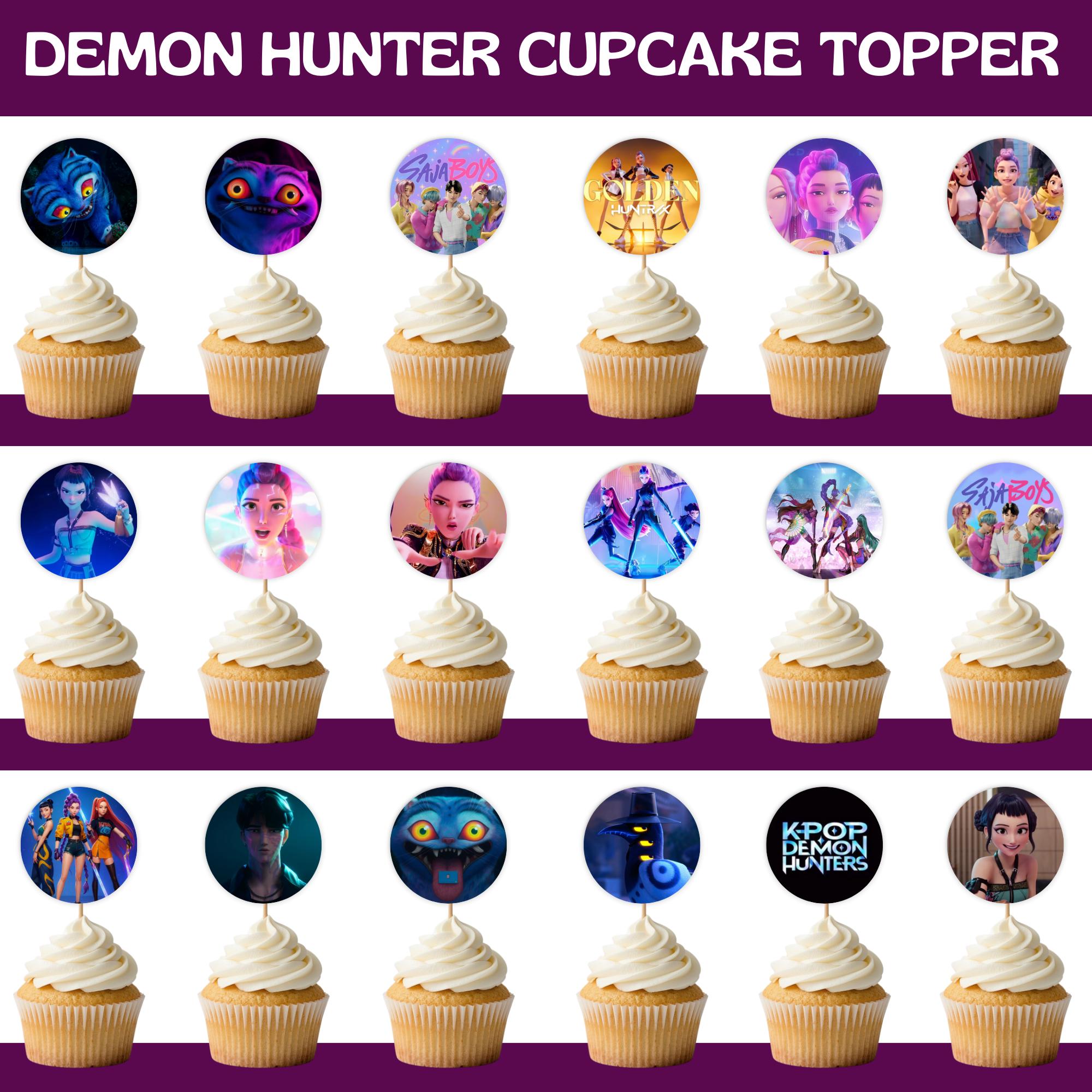 Decoración De Cumpleaños Temática Anime Rumi Hunters - Incluye Toppers Para Pastel Y Cupcakes, Globos Y Pancarta | 30 Piezas