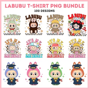 Labubu Png-bundel, 100 LabubuT Shirt Svg, Labubu-sublimatie, Kawai Pngs, T-shirt Design, Monster-tekens, Pngs-bestanden, Instant Download
