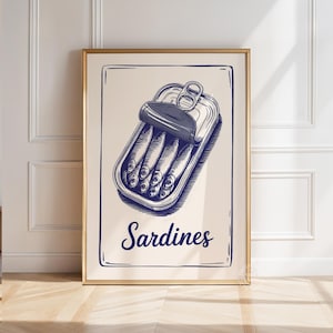 Vintage Sardinendose Poster: Retro Küche Meeresküche Deko Bild (Digitaler Download)