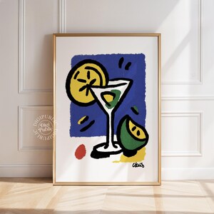 ポップアートカクテルウォールアート - カラフルなドリンクの印刷可能なポスター、モダンなバーカートの装飾、楽しいキッチンデジタルプリント