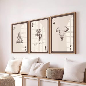 Western Playing Card Art Prints: Cowboy, Cactus, Bull Skull (Digital Download Set)