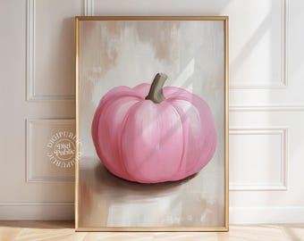 Pink Pumpkin Print: Girly Autumn Wall Art (Digital Download)