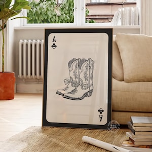 Cowgirl Boot Ace of Clubs Print: Rustic Western Wall Art (Digital Download