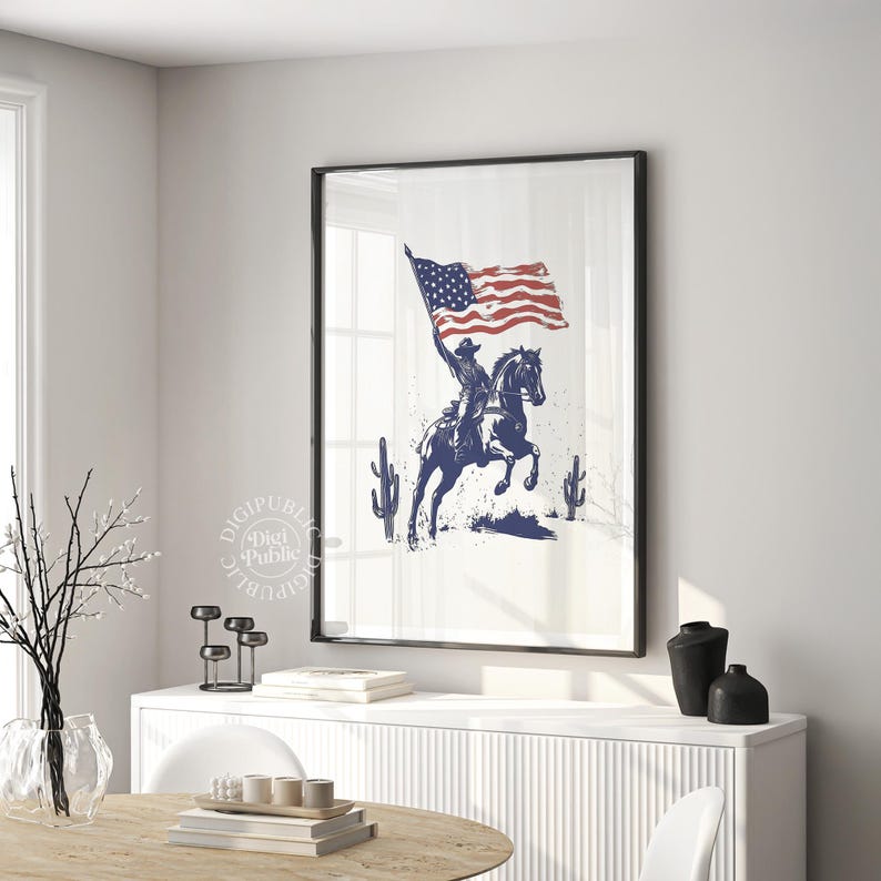 Vintage Cowboy Horseback Print: Rustic Americana Western Wall Art (Digital Download) image 4