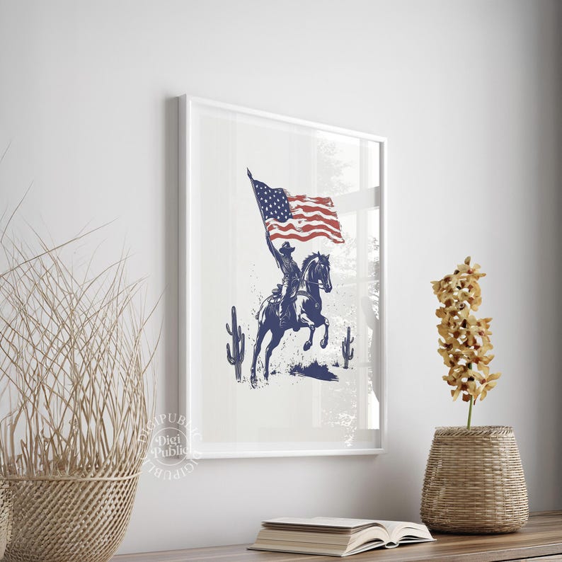 Vintage Cowboy Horseback Print: Rustic Americana Western Wall Art (Digital Download) image 6