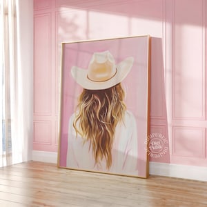 Pink Cowgirl Wall Art | Western Girl Print, Feminine Boho Rodeo Poster, Digital Download for Country Style Decor