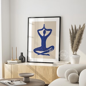 Yoga Wall Art | Abstract Blue Meditation Print, Minimal Zen Poster, Spiritual Calm Home Decor image 4