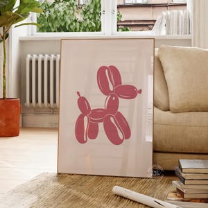Pink Balloon Dog Print: Minimalist Pop Art for Kids Room (Digital Download)