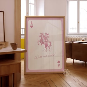 Cowgirl Wandkunst - Wild and Lucky druckbares Poster, rosa Western Dekor, digitales Geschenk für sie, femininer Rodeo Raum Druck