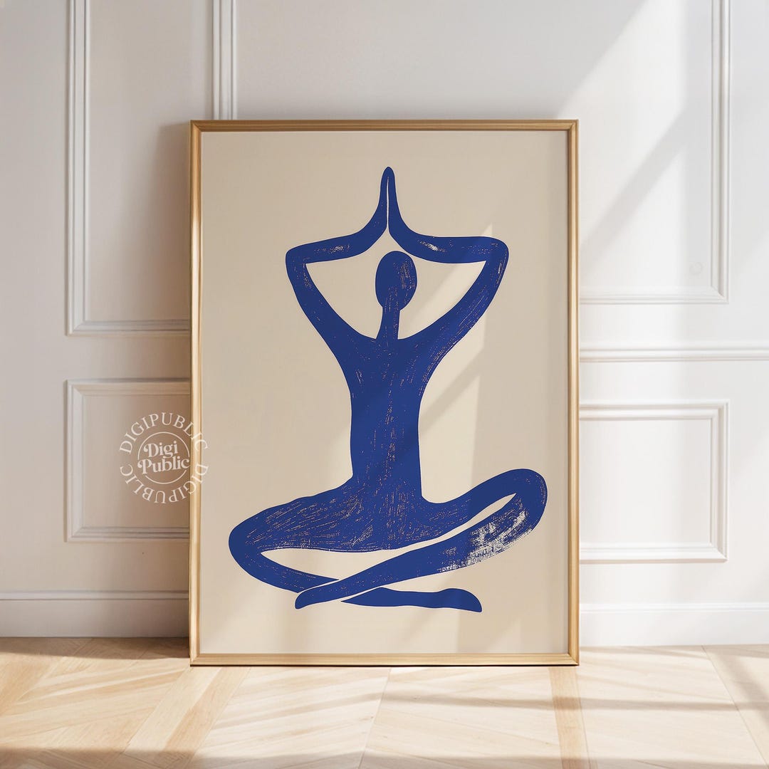Yoga Wall Art | Abstract Blue Meditation Print, Minimal Zen Poster ...