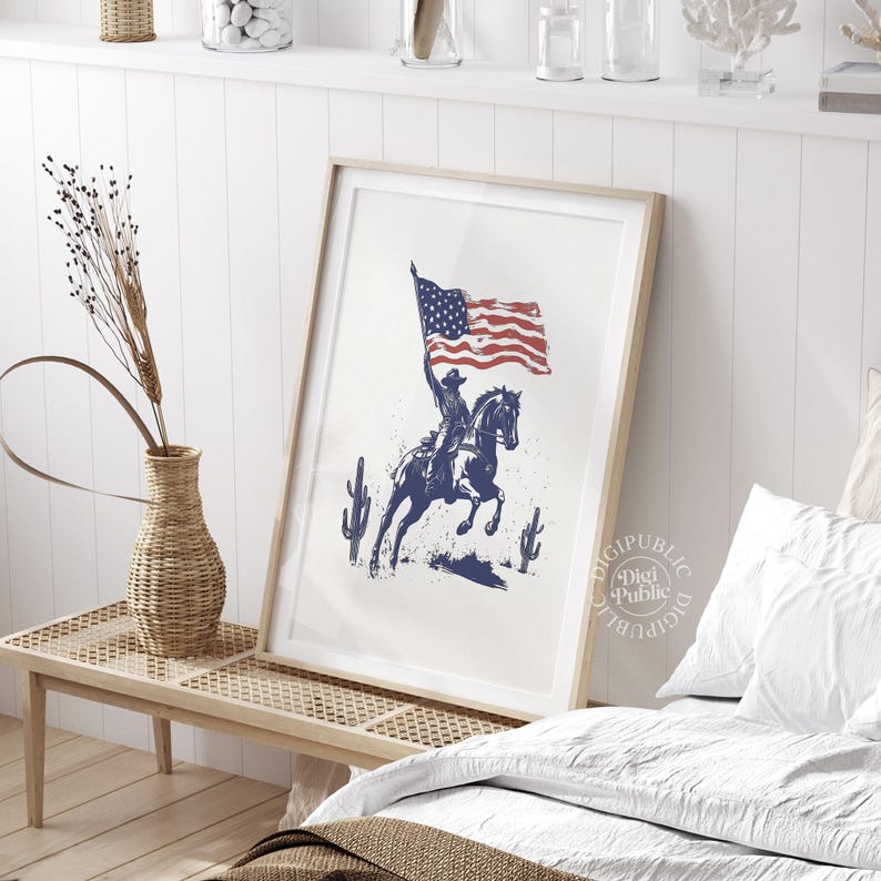 Vintage Cowboy Horseback Print: Rustic Americana Western Wall Art (Digital Download) image 8