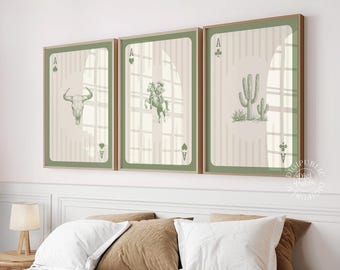 Sage Green Western Art Prints | Cowboy, Skull, Cactus (Digital Download)