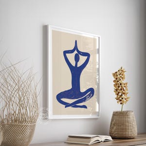 Yoga Wall Art | Abstract Blue Meditation Print, Minimal Zen Poster, Spiritual Calm Home Decor image 8