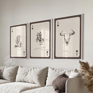 Western Wall Art 3 Piece Set | Rustic Cowboy Aesthetic Prints, Wild West Digital Posters, Southwestern Boho Home Decor