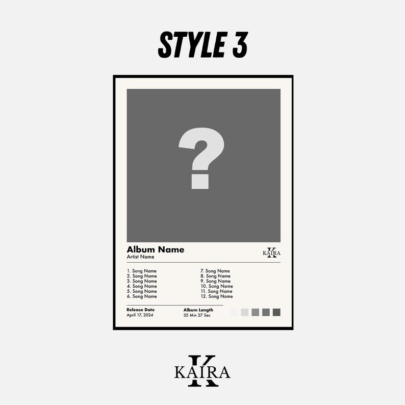 Set of 3 Custom Album Posters, Choose Your Music Art image 4