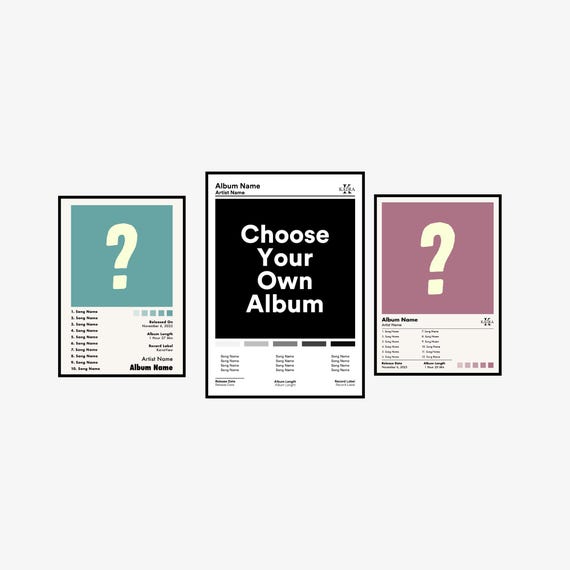 Set of 3 Custom Album Posters, Personalized Music Prints, Aesthetic Room Decor