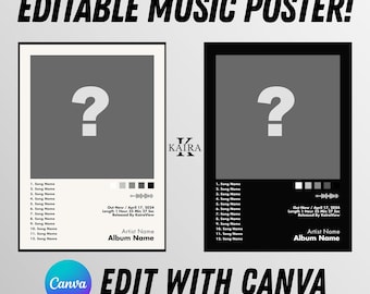 Music Album Poster Template, Editable Canva Design, Custom Song Lyric Print, Digital Download