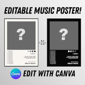 Erstellen Sie Ihr eigenes Album Poster Canva Vorlage - Bearbeitbares Digitales Musik Poster - Anpassbares Album Cover Poster - Personalisierbarer Posterdruck