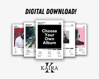 Choose Your Own Album Poster | Custom Album Poster White Digital Poster | Favorite Album Artist Cover | Singer and Artist Songs | Gift Idea
