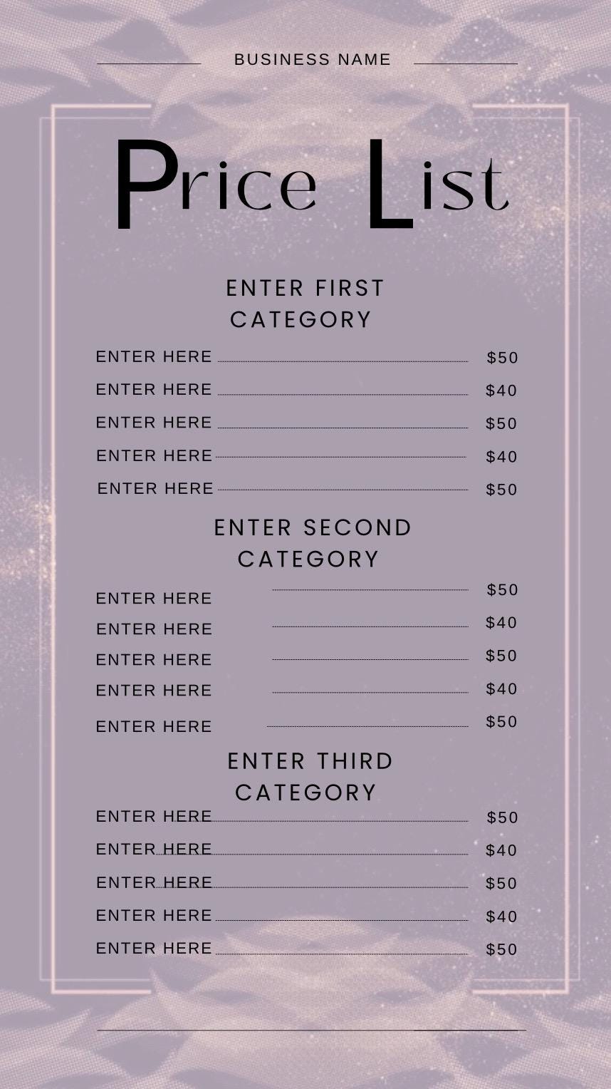 Digital Price List, Printable Price List, PDF Price List, Office ...