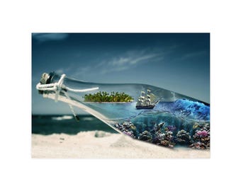 Flaschenschiff Poster: Maritime Kunst