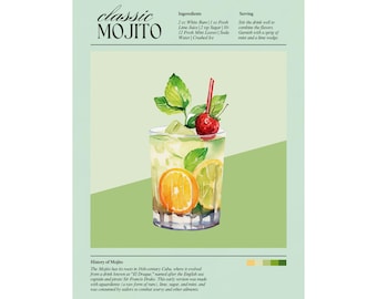 Classic Mojito Cocktail Print Poster