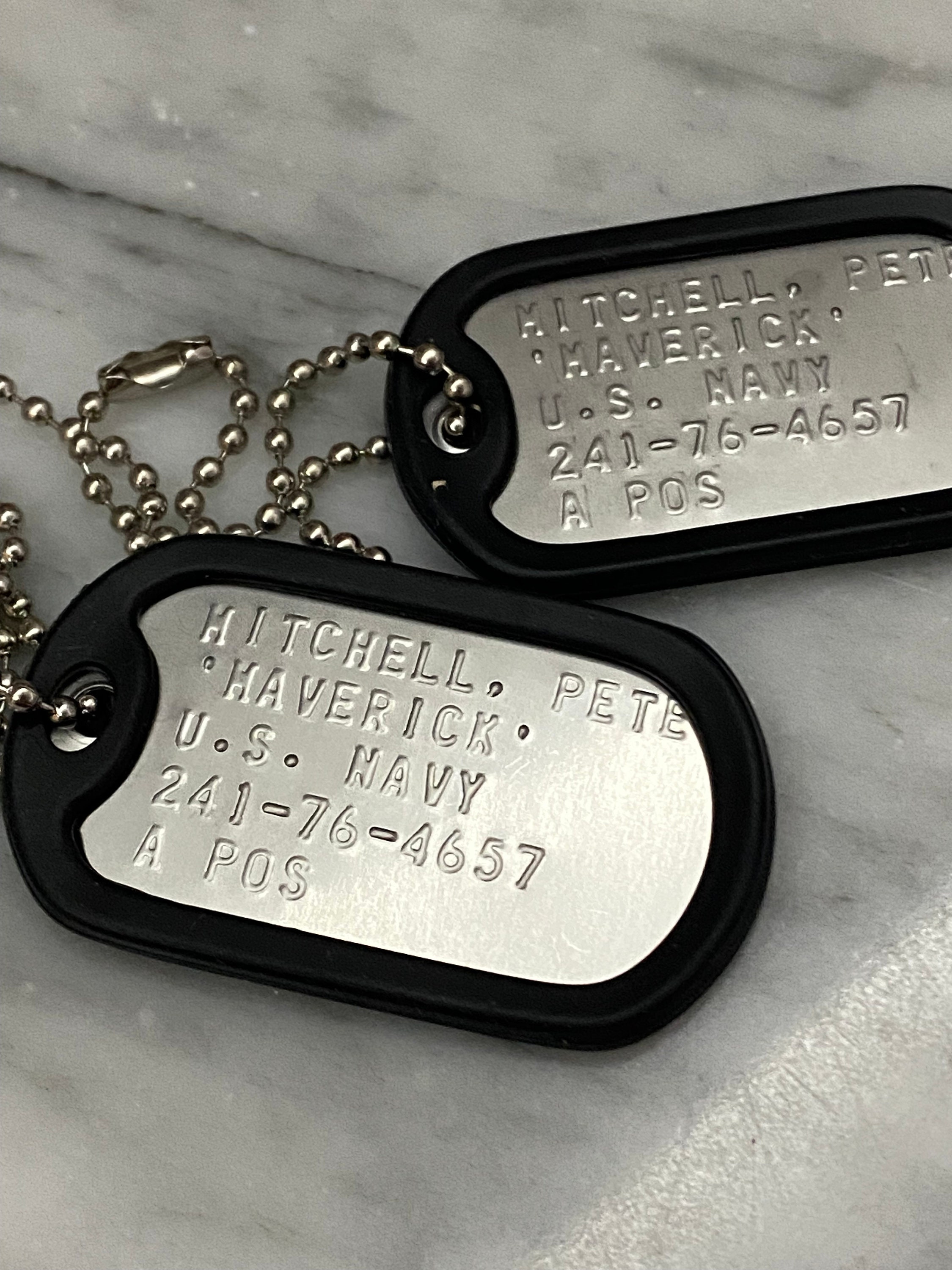  Top Gun Hangman Stainless Steel Military Dog Tag Set Cosplay  Halloween Costume Prop : Pet Supplies