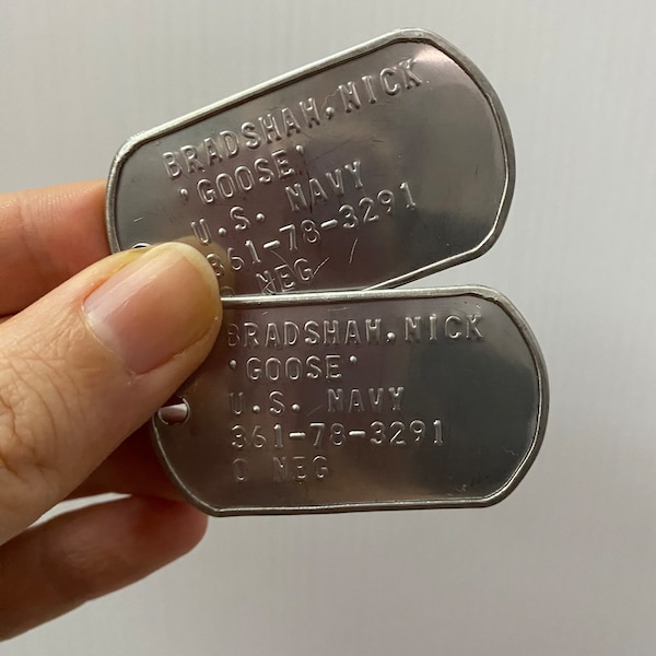 GOOSE Bradshaw Nick - Plaques d'identification militaires américaines Top Gun US Army Dog Tag ID set Maverick