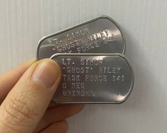 Call of Duty Simon Riley 'Ghost' - American military dog tags cosplay US Army Dog Tag ID set