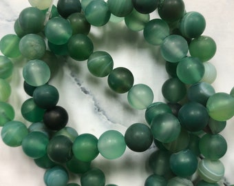 8 mm Agate Perles - Vert Authentique Indien Naturel Art Unique Pierres Précieuses Artisanat Décoration Bijoux Accessoires De Mode Bijouterie | 47 p. |