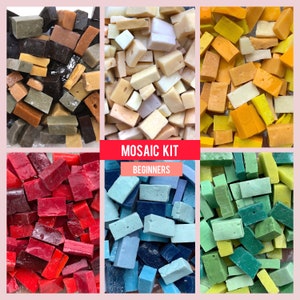 Set Italian Mosaic Smalti (Orsoni) - 6 colors Mix Authentic Hand-cut Unique Art glass Decoration Craft KIT  | 0.11lb ≈ 1.75 oz ≈ 50 g  |
