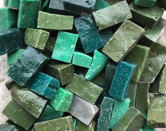 Smalti a mosaico italiani (Orsoni) - Verde scuro Mix Autentica decorazione artistica unica in vetro tagliato a mano / 0,22 libbre ≈ 3,5 once ≈ 100 g,