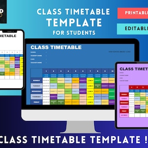 Horario A4 editable e imprimible para estudiantes de primaria y secundaria, planificador de clases.