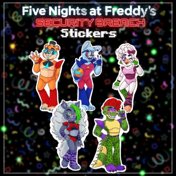 The Glamrocks - FNAFSB Sticker Set (~3.5in) [REDESIGNED!!]