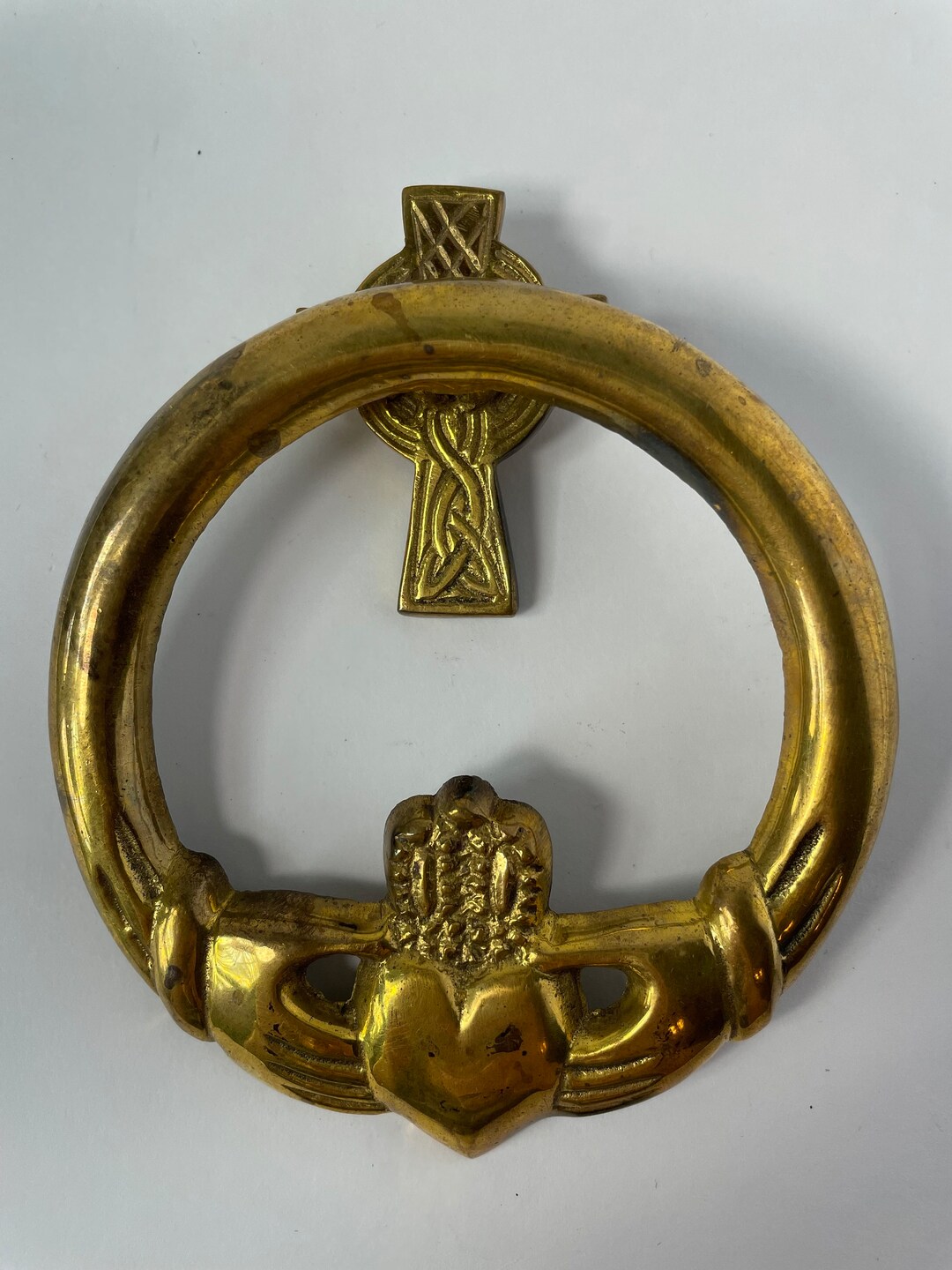 Vintage Brass Irish Claddagh Door Knocker Love Loyalty Etsy