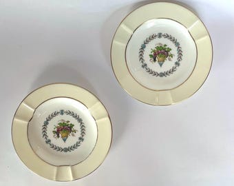 Vintage Pair of Wedgwood Bone China Appledore pattern W3257 Small Plates, Trinket Dish, Ashtray, Two 4.5” Fruit Basket Dishes