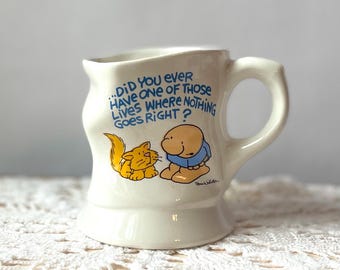 Vintage 1988 Nothing Goes Right Ziggy Crumpled Crushed Coffee Mug, Collector's Cup Item Funny Gag Gift, Comical Novelty Present