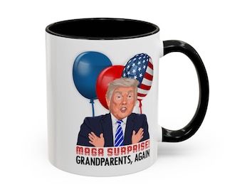 Funny Trump Pregnancy Announcement Gift | Trump Grandparents Again Mug | Pregnancy Reveal Grandchild Again 11oz Two Tone Mug |