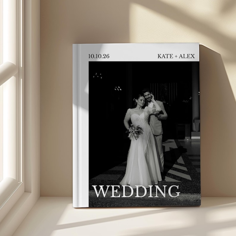 Custom Wedding Photo Album: Printed Hardcover/Linen Keepsake Book with Photo Cover (11x8") image 13