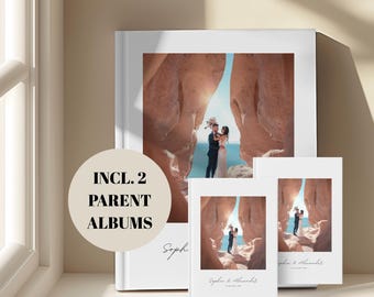 Custom Wedding Photo Album + 2 Parent Albums: Personalized Keepsake Gift