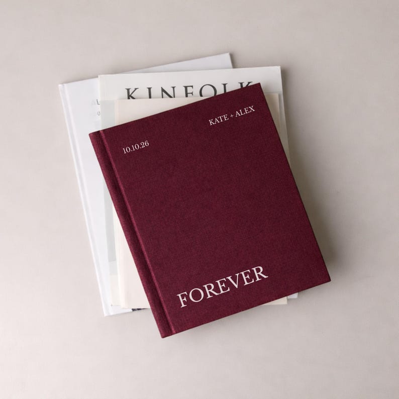 Custom Wedding Photo Album: Printed Hardcover/Linen Keepsake Book with Photo Cover (11x8") image 12