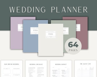 Planificador de bodas imprimible con lista de verificación de bodas, Moodboard de bodas y presupuesto de bodas para la carpeta de planificación de bodas Descarga del planificador de bodas