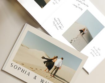 Custom Wedding Photo Guest Book with Engagement Picture - Beige Album for Guest Messages & Signatures - Wedding Guest Photo Book w Picture