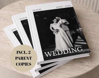 Custom Wedding Photo Album Including 2 Parent Album Copies, Coffee Table Hardcover Book, Gift for Parents of the Bride & Groom