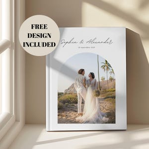 Custom Wedding Photo Book with Cover Photo - Hardcover Album with Thick Photo Paper & Free Design Service