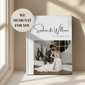 Custom Wedding Photo Album: Printed Hardcover/Linen Keepsake Book with Photo Cover (11x8") image 1