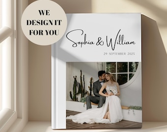 Custom Wedding Photo Album: Printed Hardcover/Linen Keepsake Book with Photo Cover (11x8")