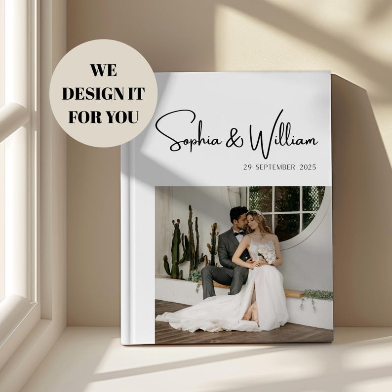 Custom Wedding Photo Album: Printed Hardcover/Linen Keepsake Book with Photo Cover (11x8") image 1