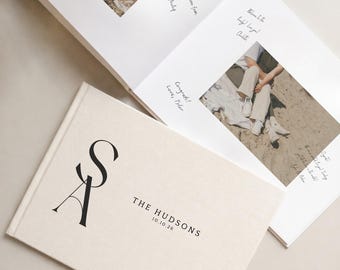 Timeless Wedding Keepsake Guest Book | Linen Cover | Engagement Photos Inside | Heirloom Quality
