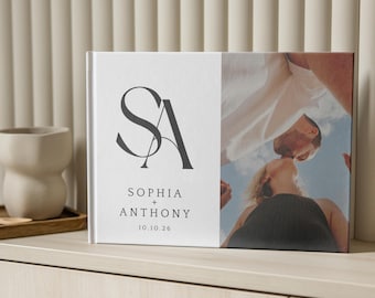 Custom Designed Wedding Guest Book | Design Service Included | Hardcover With Engagement Photos